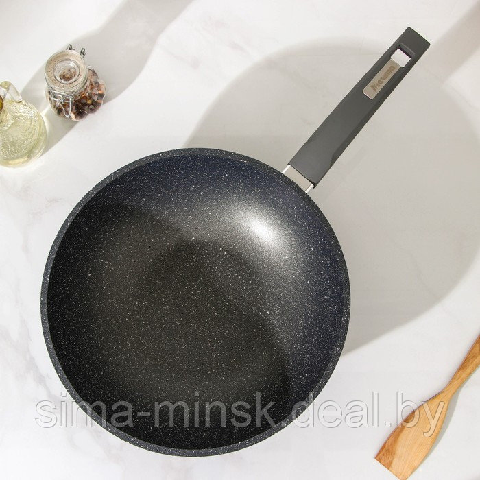 Сковорода «Гранит ВОК», d=28 см, стеклянная крышка, антипригарное покрытие, цвет тёмно-серый - фото 2 - id-p209777322