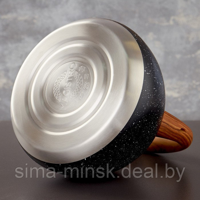 Чайник со свистком из нержавеющей стали Magistro Stone, 2,7 л, ручка soft-touch, индукция, цвет чёрный - фото 5 - id-p209777347
