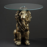 Подставка - стол "Лев сидя", бронза 57см ПОЛИСТОУН, фото 2