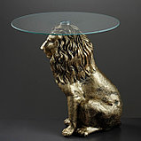 Подставка - стол "Лев сидя", бронза 57см ПОЛИСТОУН, фото 3