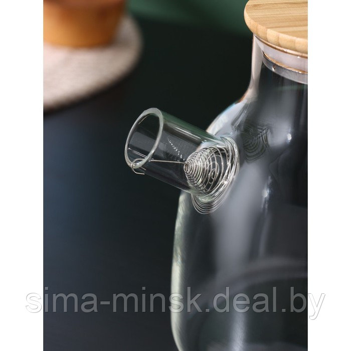 Чайник стеклянный заварочный с бамбуковой крышкой и металлическим фильтром BellaTenero «Эко», 1,2 л - фото 4 - id-p209777369