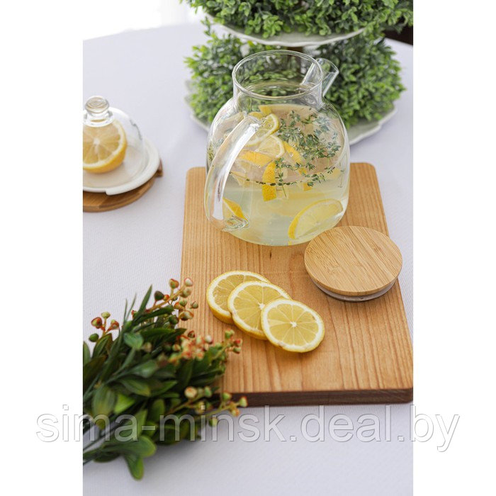 Чайник стеклянный заварочный с бамбуковой крышкой и металлическим фильтром BellaTenero «Эко», 1,2 л - фото 7 - id-p209777369