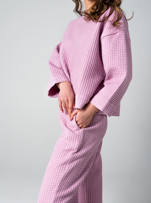 Женский домашний костюм вафельный / пижама (разные цвета) - фото 3 - id-p209786425