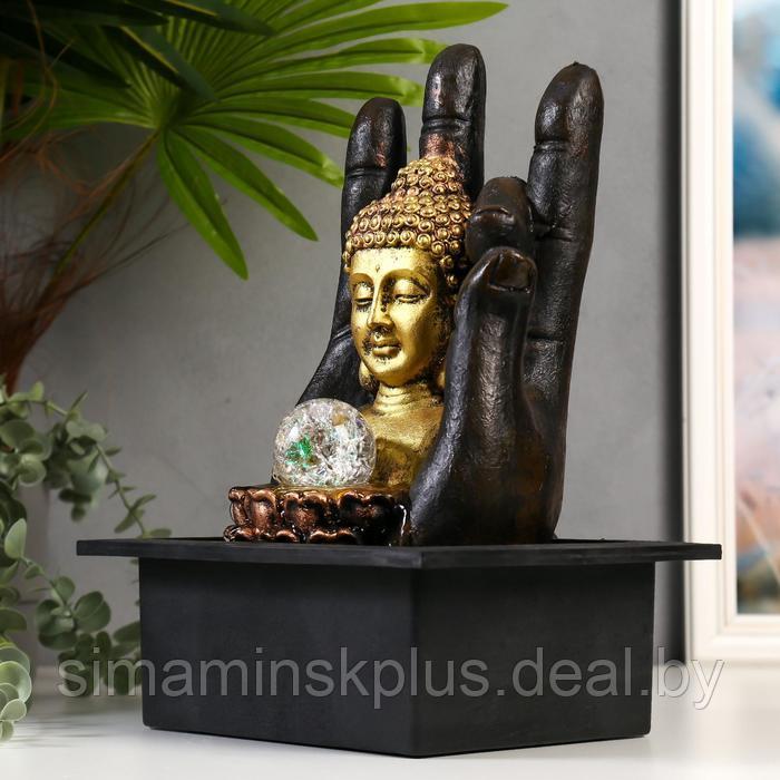 Фонтан настольный от сети, подсветка "Будда и рука" 35х20х25 см - фото 2 - id-p209779459