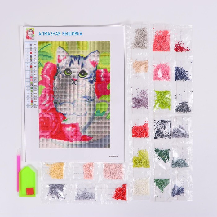 Алмазная мозаика с полным заполнением 20х30 «Котёнок», холст - фото 2 - id-p209778017