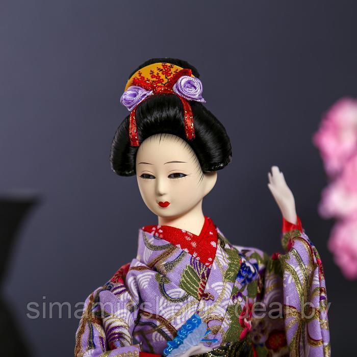 Кукла коллекционная "Японка в цветочном кимоно с бабочкой на руке" 30х12,5х12,5 см - фото 5 - id-p209779572