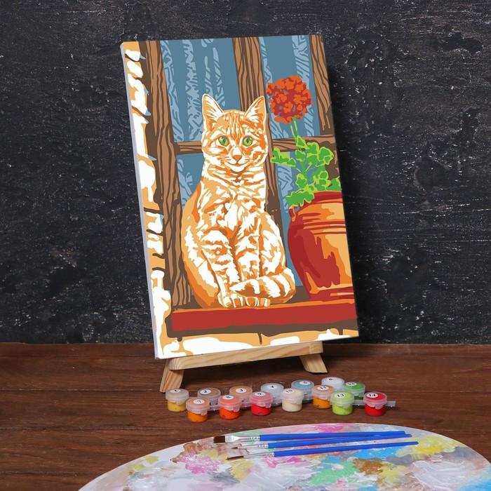 Картина по номерам на холсте с подрамником «Рыжий кот» 20х30 см - фото 2 - id-p209778060