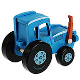 Игрушка деревянная «Объёмная каталка. Синий трактор» 12 см, фото 3