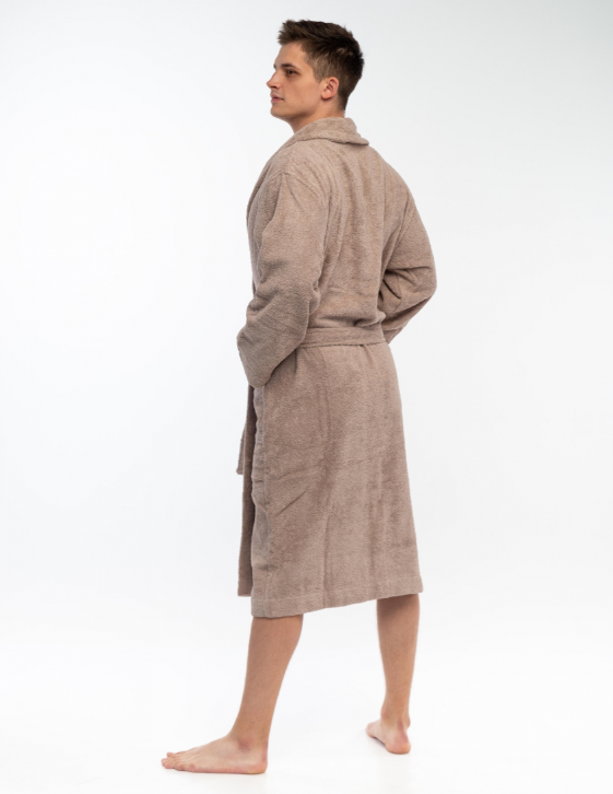 Махровый мужской халат из хлопка. Цвет бронзовый - фото 2 - id-p209795993