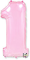 Шар фольгированный Цифра "1", 102 см, розовый