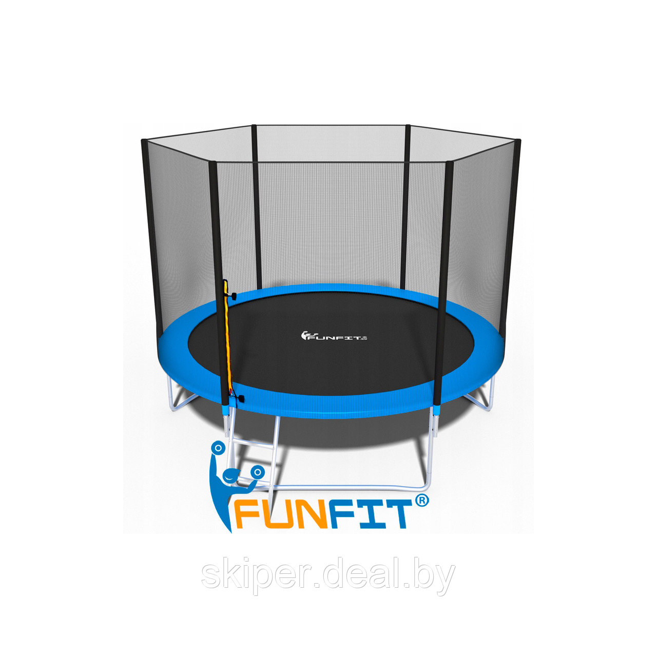 Батут FunFit 312 см - 10ft с внешней сеткой и лестницей - фото 2 - id-p209796647