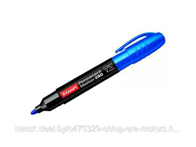Маркер перманентный пулевидный синий LUXOR 280 (толщ. линии 1.0-3.0 мм. Цвет синий) - фото 1 - id-p209801439