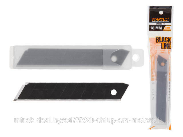 Лезвия сменные сегментированные 18мм 10шт BLACK LINE STARTUL (ST0920-18) (лезвие для ножа - цвет черный 7 - фото 1 - id-p209800880