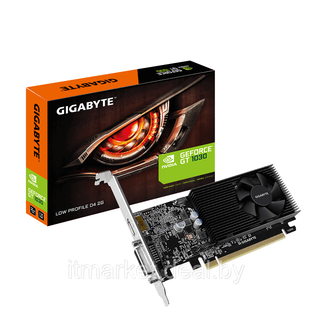 Видеокарта Gigabyte Low Profile D4 2G (GV-N1030D4-2GL) 2Gb DDR4 64bit HDMI DVI 1379(1417)/2100MHz - фото 1 - id-p209804277
