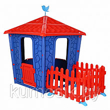 Детский игровой дом Pilsan Stone House с забором Blue/ Голубой