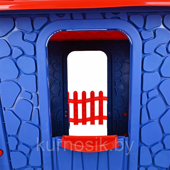 Детский игровой дом Pilsan Stone House с забором Blue/ Голубой - фото 6 - id-p209805455