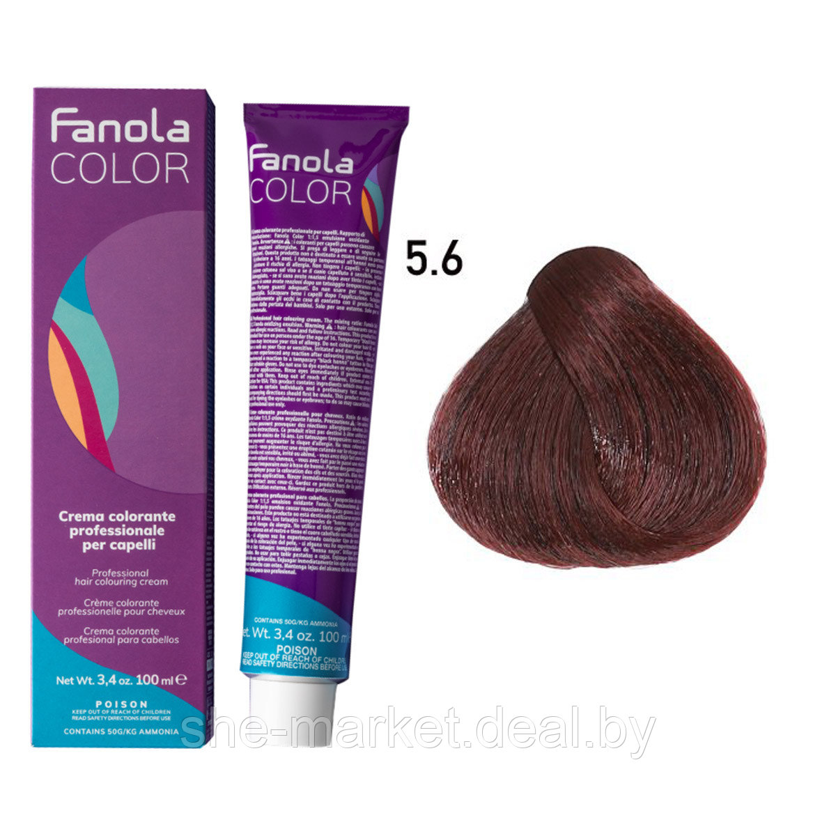Крем-краска для волос Crema Colore 5.6 Light Chestnut Red, 100мл (Fanola) - фото 1 - id-p193998643