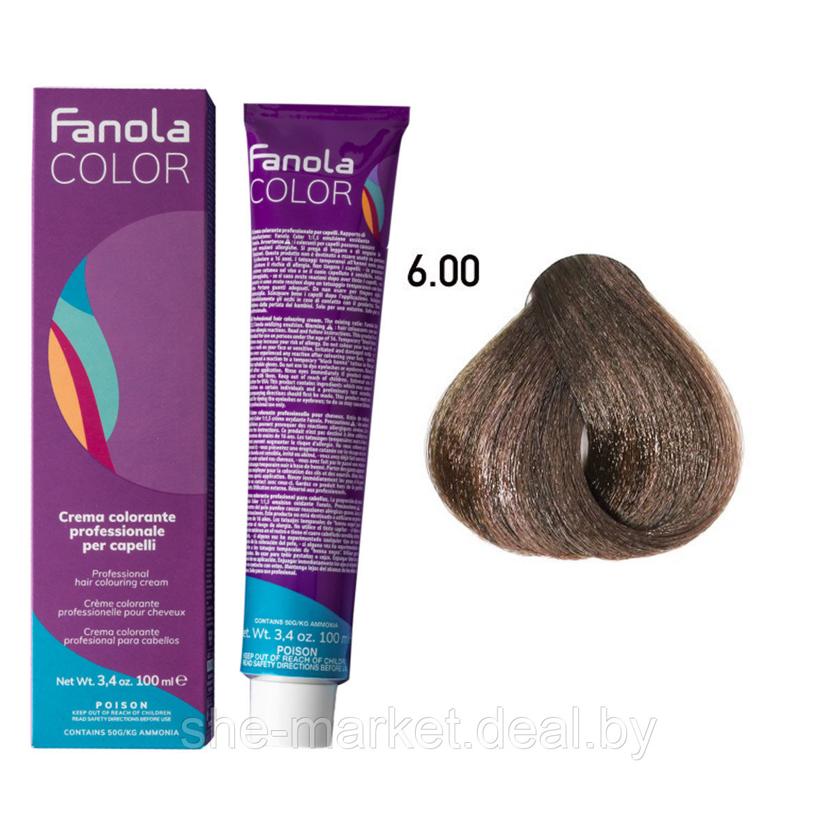 Крем-краска для волос Crema Colore 6.00 Intense dark blonde, 100мл (Fanola) - фото 1 - id-p179501196