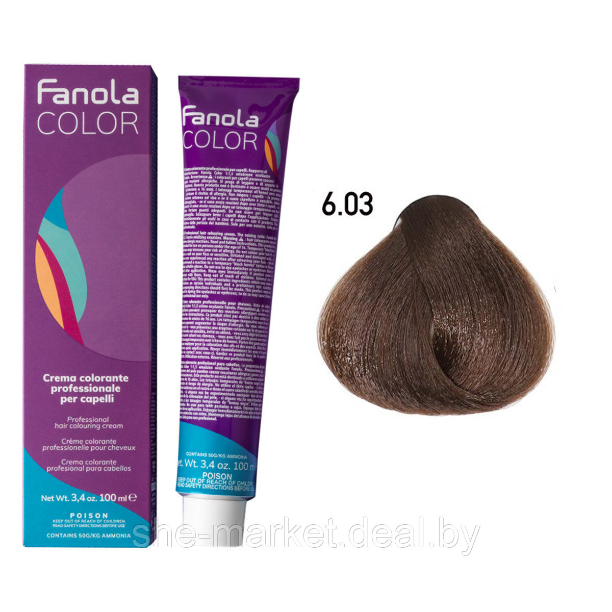 Крем-краска для волос Crema Colore 6.03 Warm dark blonde, 100мл (Fanola) - фото 1 - id-p183807939