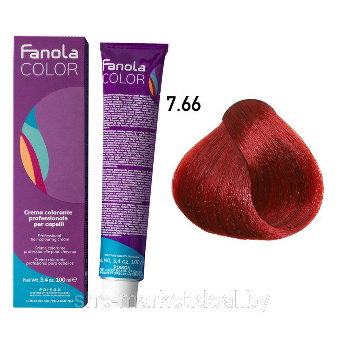 Крем-краска для волос Crema Colore 7.66, 100мл (Fanola) - фото 1 - id-p183807944