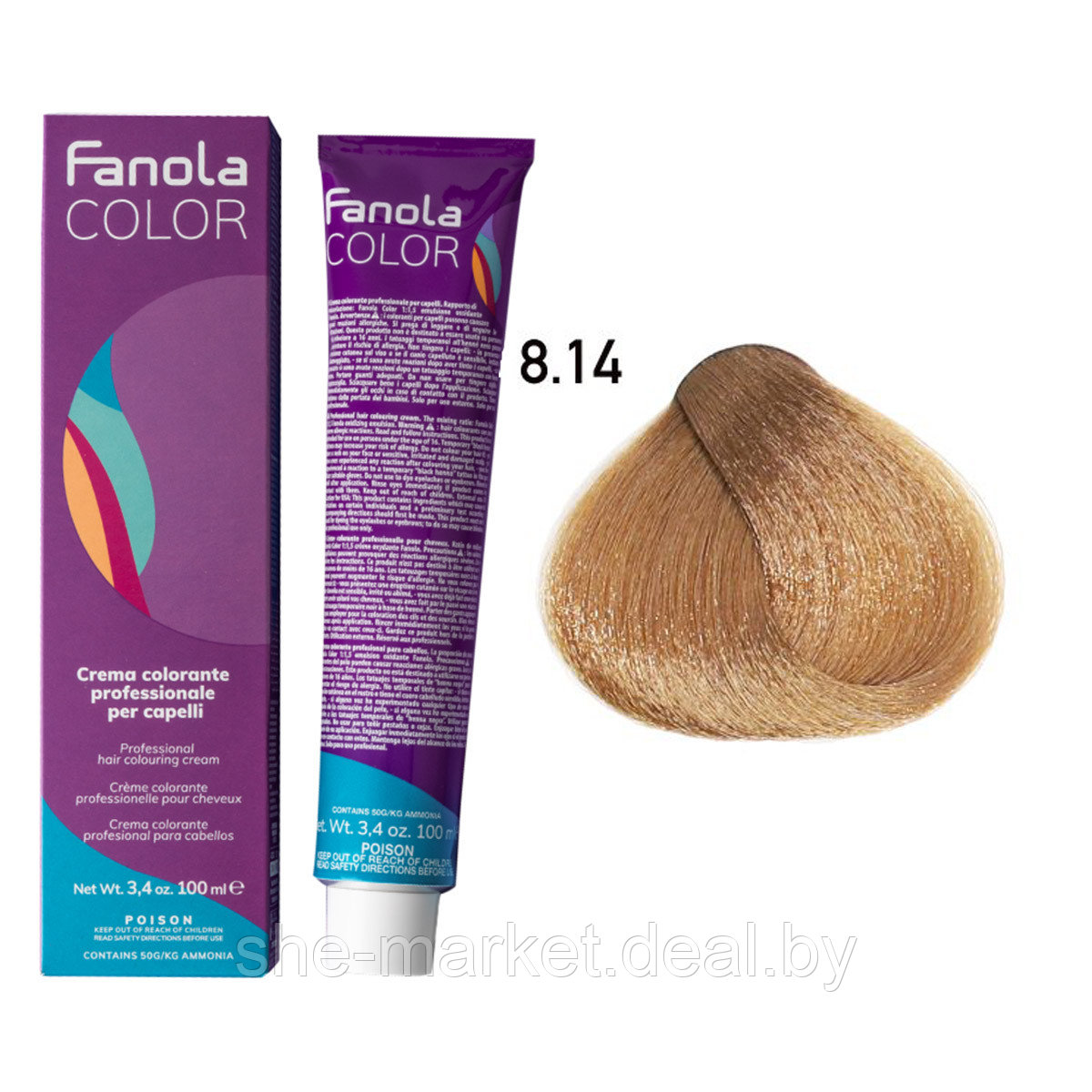 Крем-краска для волос Crema Colore 8.14 Cacao, 100мл (Fanola) - фото 1 - id-p193998649