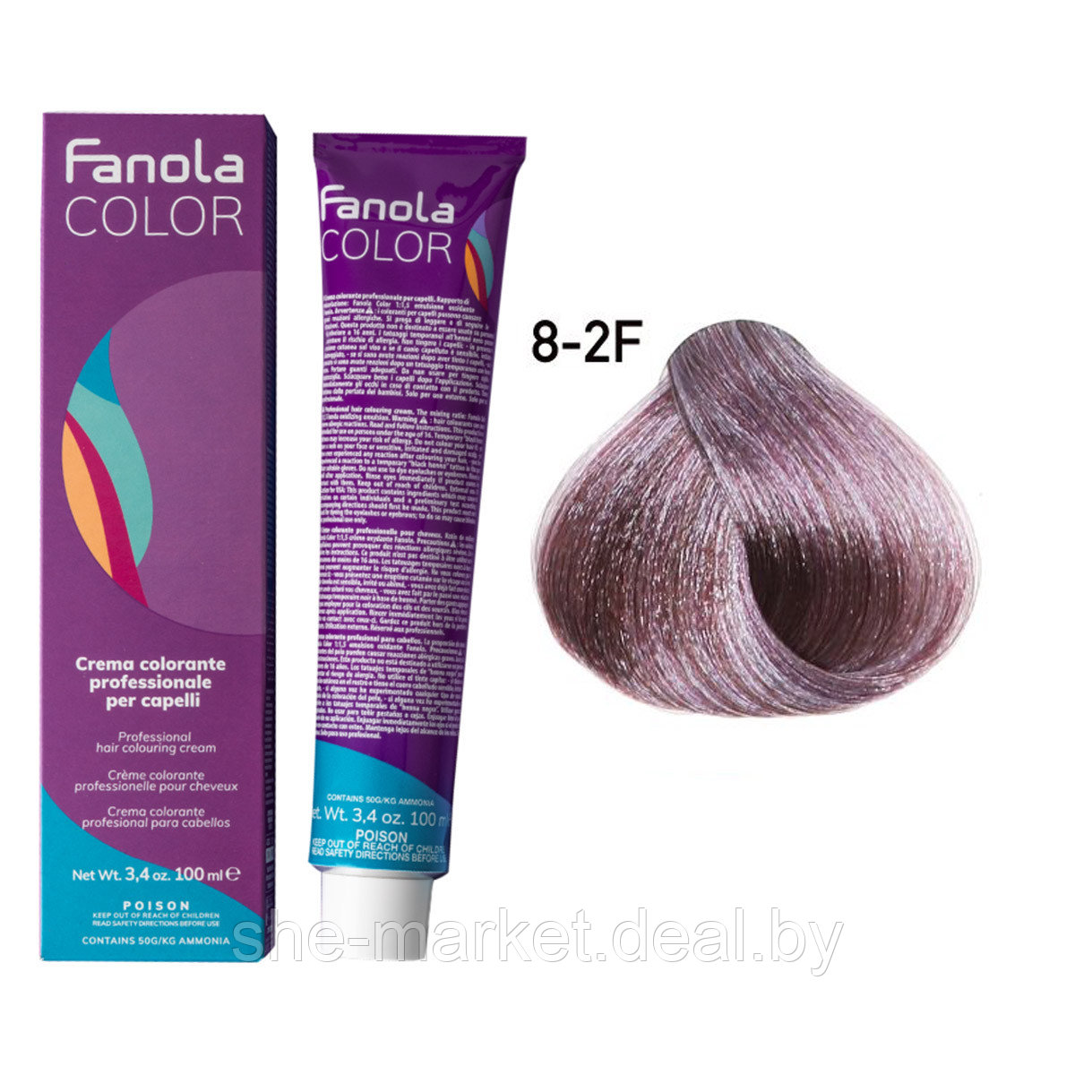 Крем-краска для волос Crema Colore 8.2F Light blonde fanttasy violet, 100мл (Fanola) - фото 1 - id-p193998650
