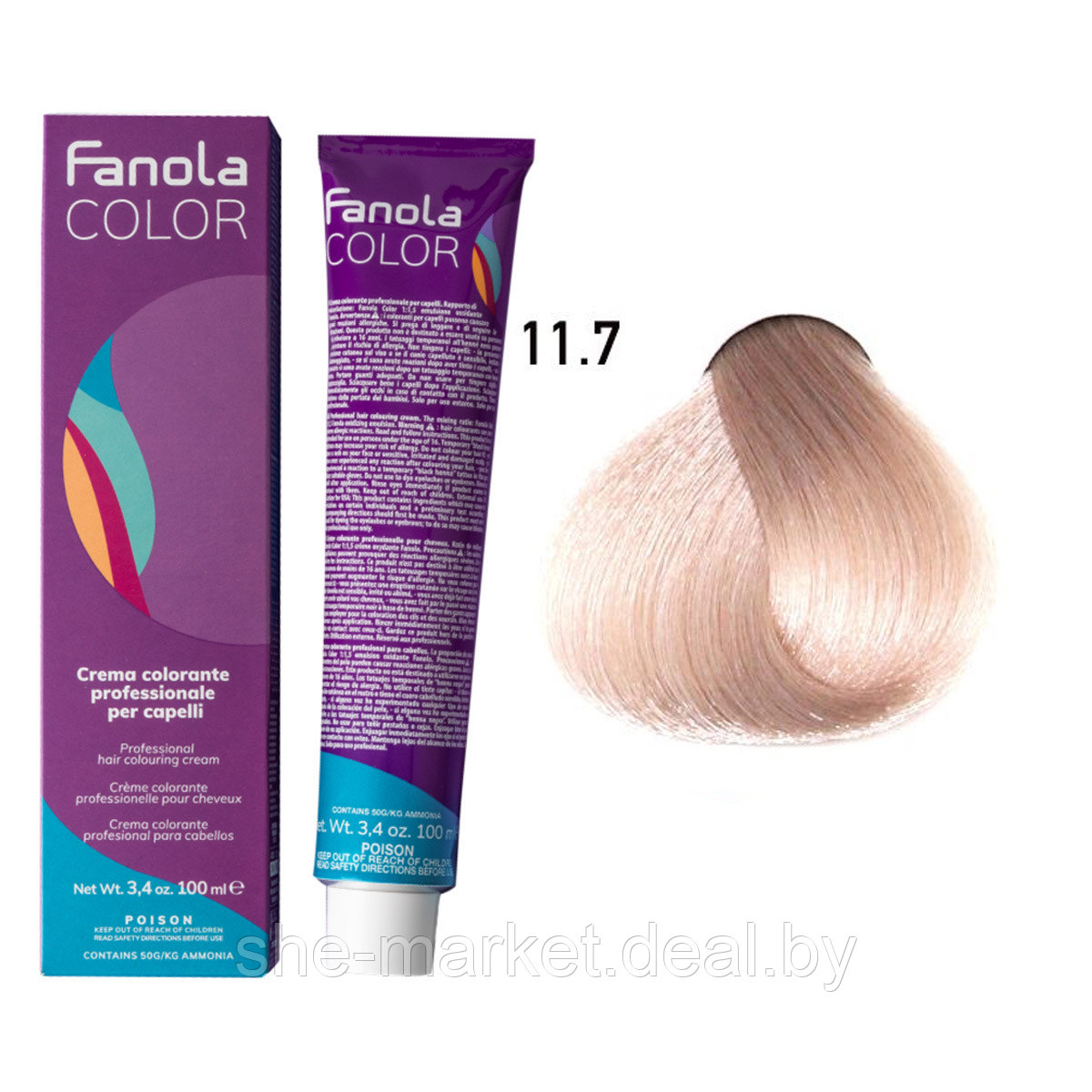 Крем-краска для волос Crema Colore 11.7 Superlight blonde platinum iris, 100мл (Fanola) - фото 1 - id-p134231336