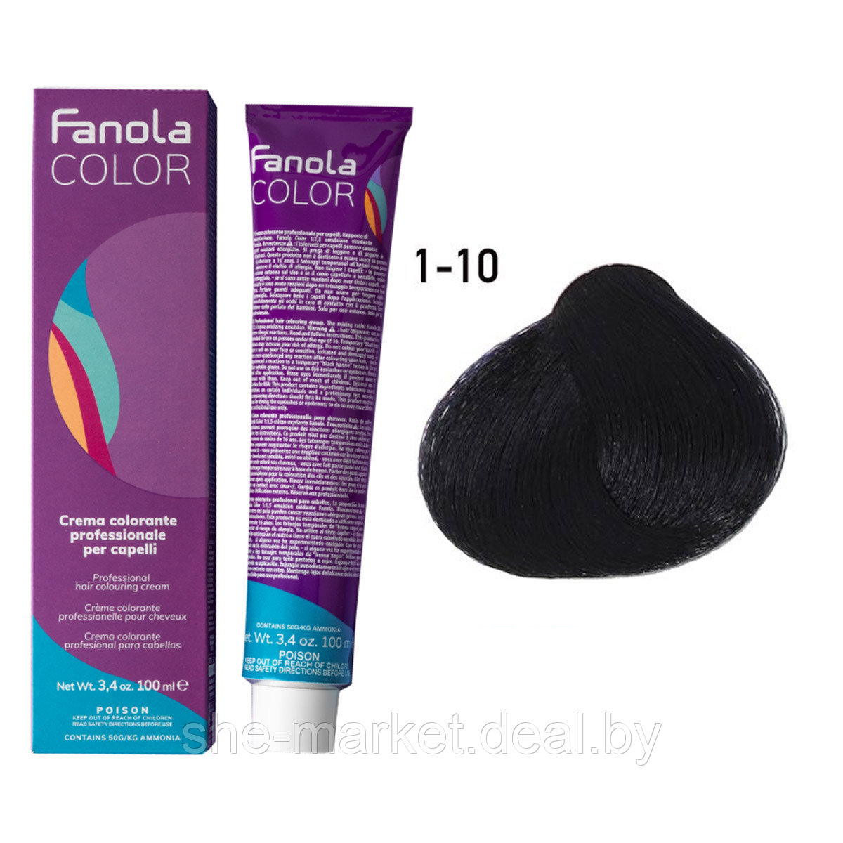 Крем-краска для волос Crema Colore 1.10 Blue Black, 100мл (Fanola) - фото 1 - id-p134231326