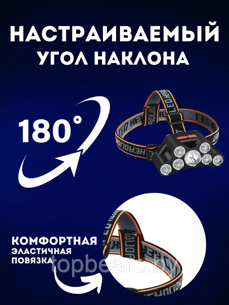 Налобный светодиодный фонарь Led Highlight USB Headlight F-T26 (4 режима работы) - фото 8 - id-p209826950