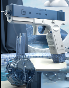 Водяной пистолет GLOCK WATER GUN (2 обоймы, USB аккумулятор) Синий - фото 1 - id-p209827663