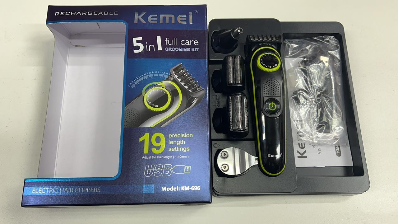 Профессиональный триммер KEMEI KM-696 5 в 1 для стрижки волос, бороды, усов и ухода за телом с подставкой (5 - фото 10 - id-p209827666