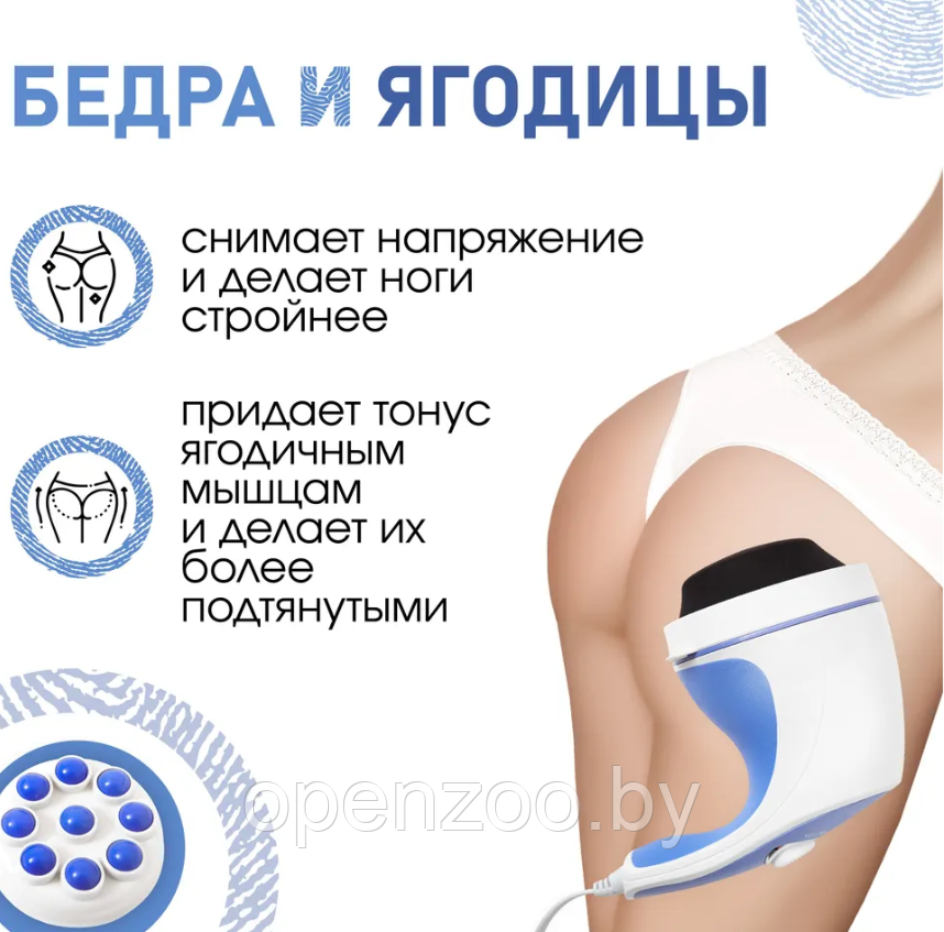 Массажер для тела RelaxSpin Tone 5 насадок С антицеллюлитной насадкой нежные пальчики - фото 2 - id-p110452741