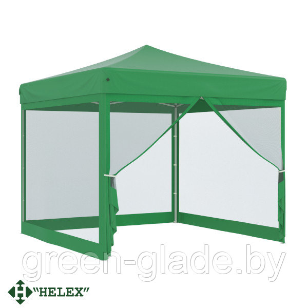 Тент-шатер быстро сборный Helex 4351 3x3х3м полиэстер зеленый - фото 1 - id-p1759802
