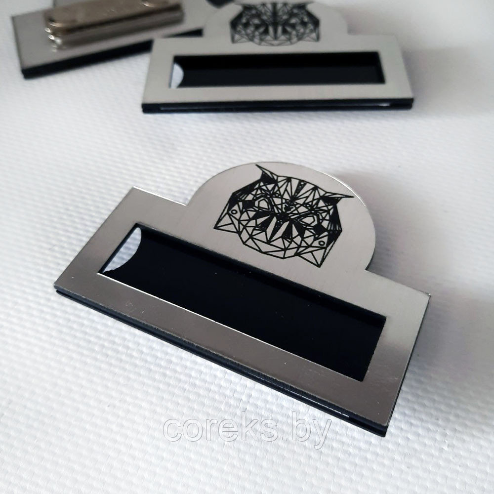 Бейдж магнитный с логотипом (серебро) №21