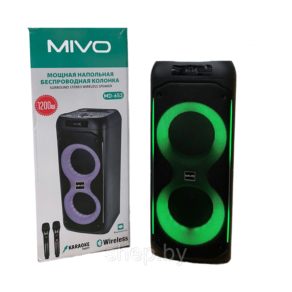 Мощная напольная колонка MIVO MD-653 120Вт FM/Bluetooth/USB/SD/AUX/Пульт/ + 2 Беспроводных микрофона NEW !!! - фото 6 - id-p209890612