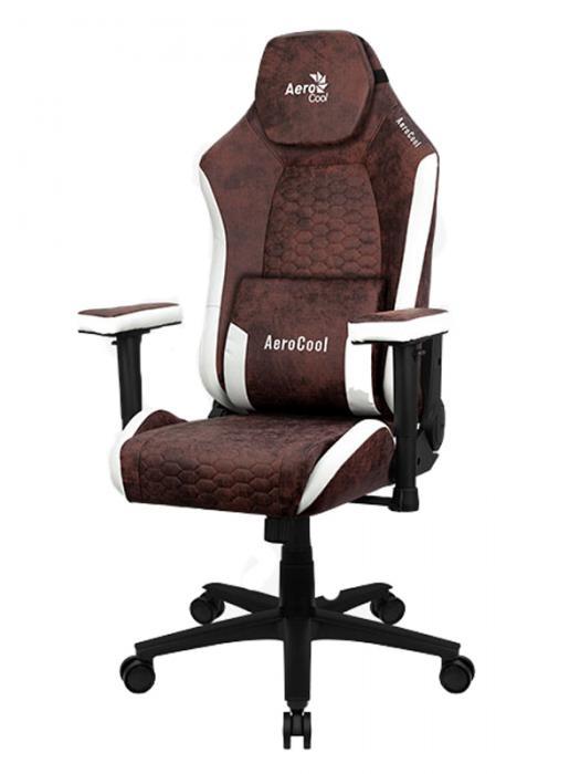 Игровое геймерское кресло AeroCool Crown AeroSuede бордовое из экокожи для компьютера поворотное на колесиках
