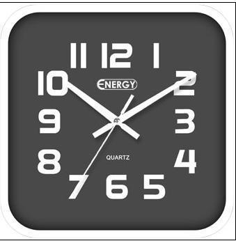 Настенные кварцевые стрелочные интерьерные квадратные часы для дома ENERGY EC-09 черные на батарейках