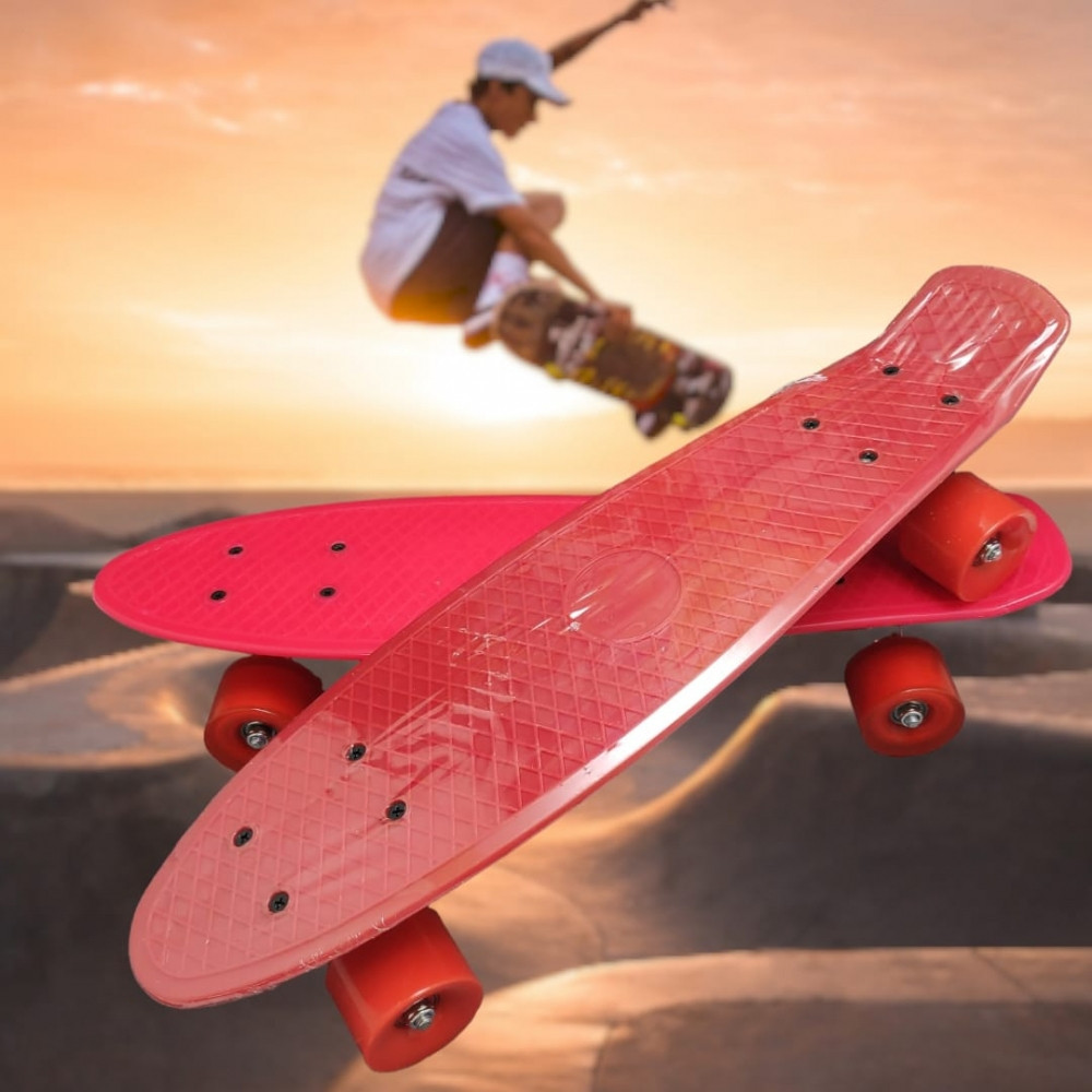 Скейт Пенни Борд (Penny Board) однотонный, матовые колеса 2 дюйма (цвет микс), до 60 кг. Красный - фото 3 - id-p209897145