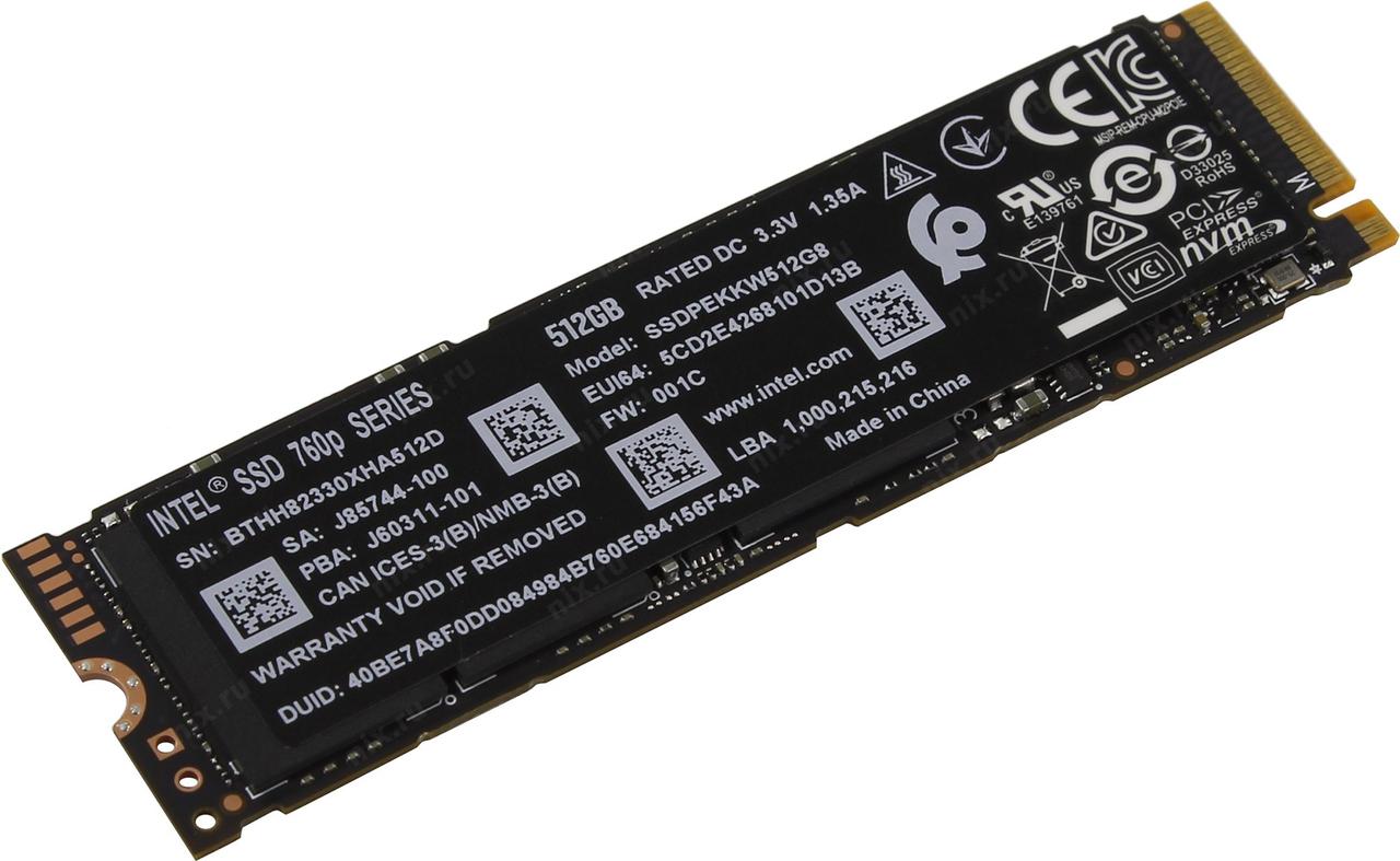 SSD 512 Gb M.2 2280 M Intel 760P Series SSDPEKKW512G8XT 3D TLC
