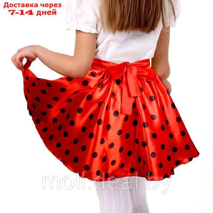 Карнавальная юбка для вечеринки красная в черный горох,повязка,рост122-128 - фото 2 - id-p209815059