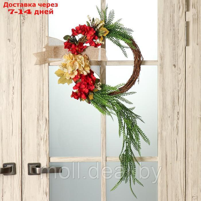 Венок на дверь интерьерный "Ивовый венок с цветами" d=40 см
