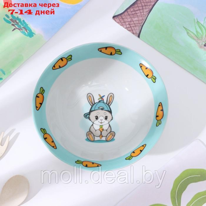Набор детской посуды Доляна "Милый зайка", 3 предмета: кружка 230 мл, миска 400 мл, тарелка d=18 см - фото 6 - id-p209817072