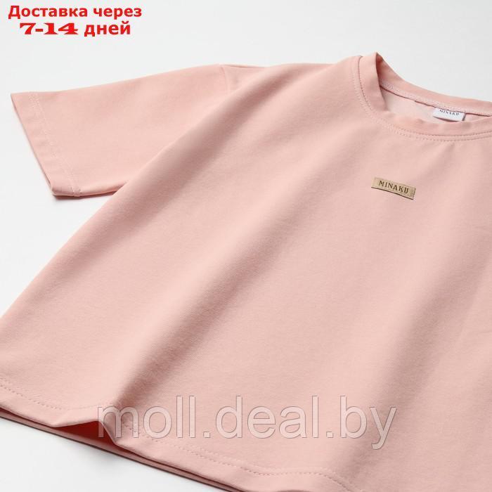 Костюм для девочки (футболка, шорты) MINAKU цвет бежевый/ пыльно-сиреневый, рост 116 см - фото 7 - id-p209760924