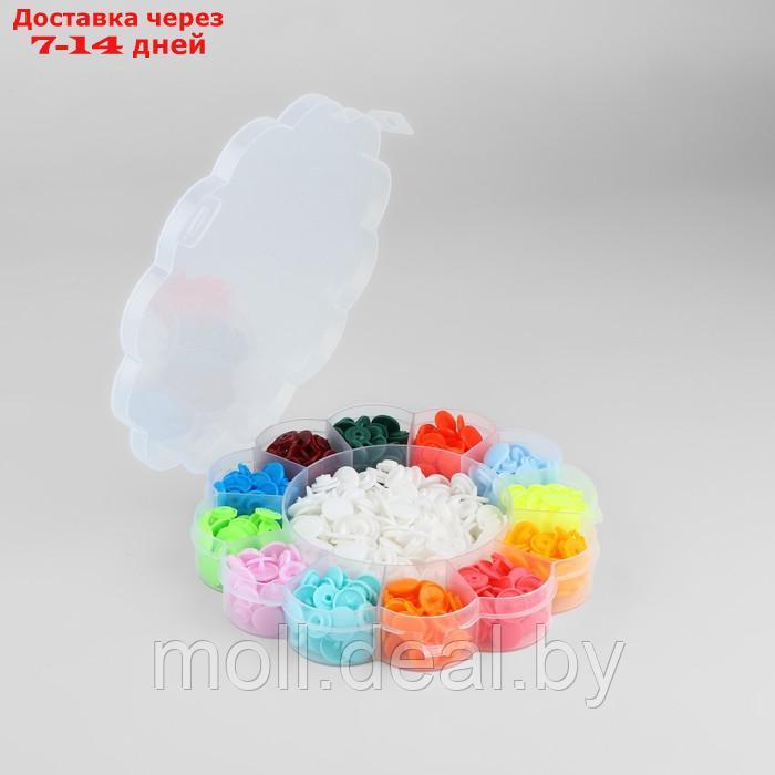 Набор кнопок d12мм 12цветов по 10шт + 60шт белый в боксе Цветок d15.8*2.5см пластик АУ - фото 5 - id-p209815146