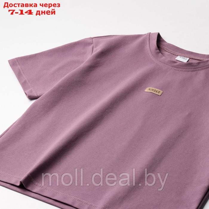 Костюм для девочки (футболка, шорты) MINAKU цвет пыльно-сиреневый/ бежевый, рост 122 см - фото 2 - id-p209760958
