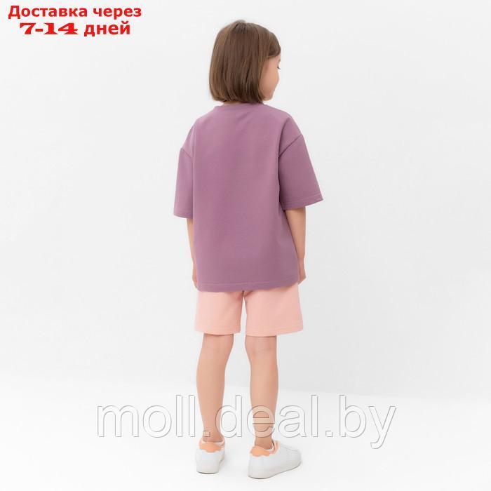 Костюм для девочки (футболка, шорты) MINAKU цвет пыльно-сиреневый/ бежевый, рост 122 см - фото 5 - id-p209760958