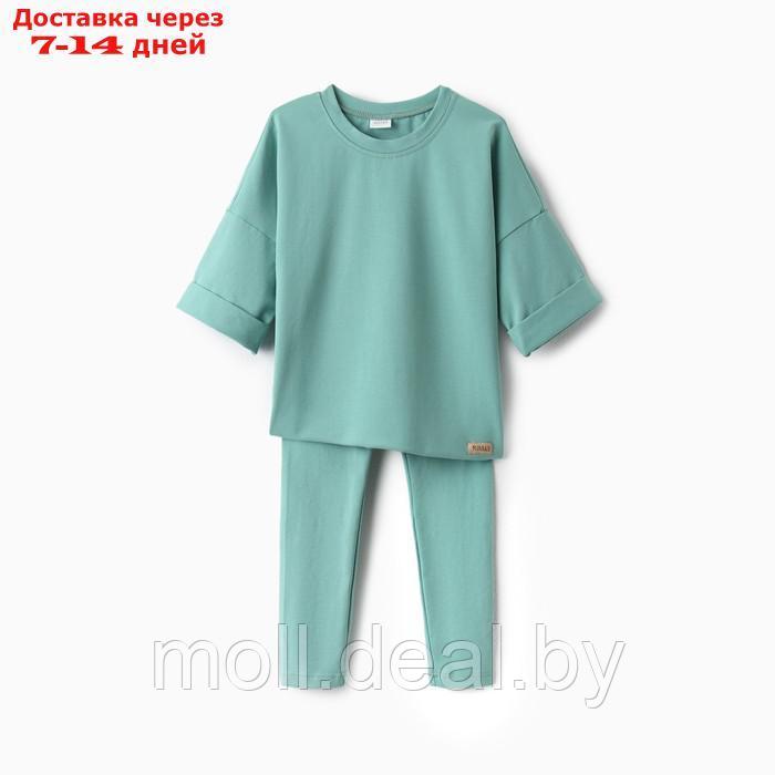Костюм для девочки (футболка, лосины) MINAKU цвет оливковый, рост 104 см - фото 8 - id-p209821105
