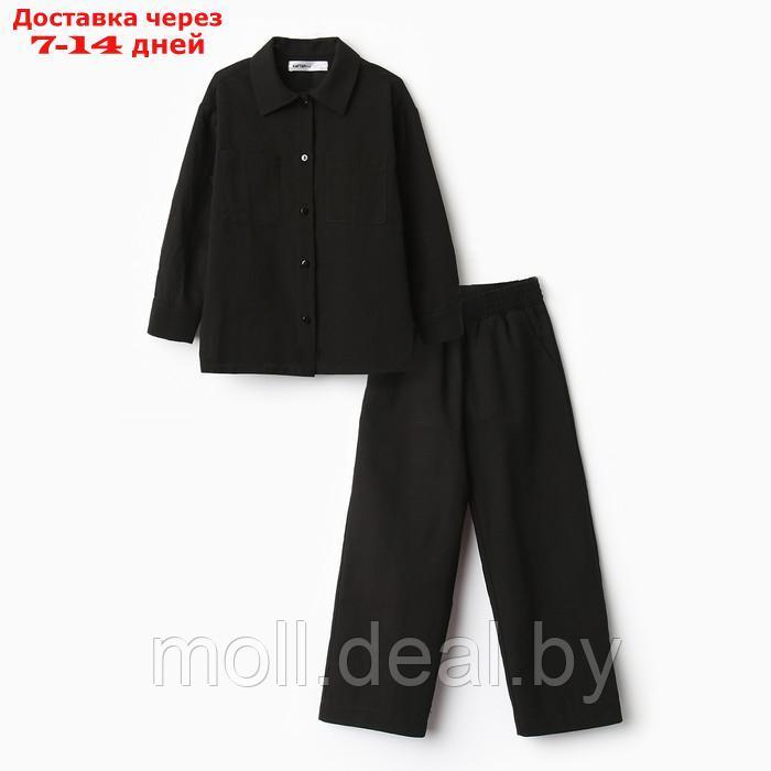 Костюм (рубашка и брюки) детский KAFTAN "Лен", р.32 (110-116см) черный - фото 1 - id-p209824182