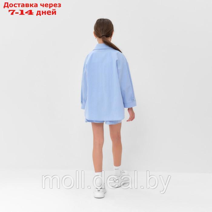 Костюм для девочки (рубашка и шорты) MINAKU, цвет голубой, рост 122-128 см - фото 2 - id-p209824187