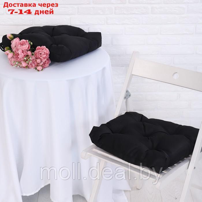Набор подушек для стула непромокаемых 40х40см 2 шт, цвет черный, файберфлекс, грета 20%, пэ - фото 1 - id-p209756965